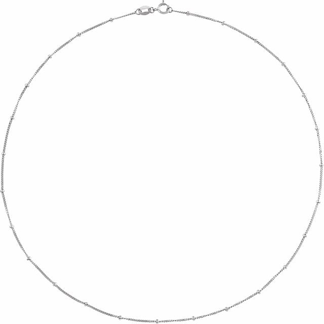 Sterling Silver 1 mm Beaded Curb 20' Chain