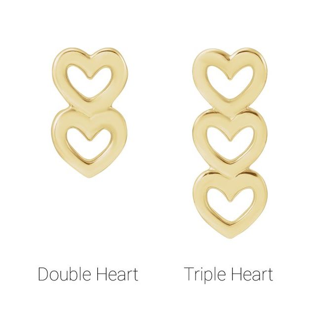 14K White Two Heart Earrings