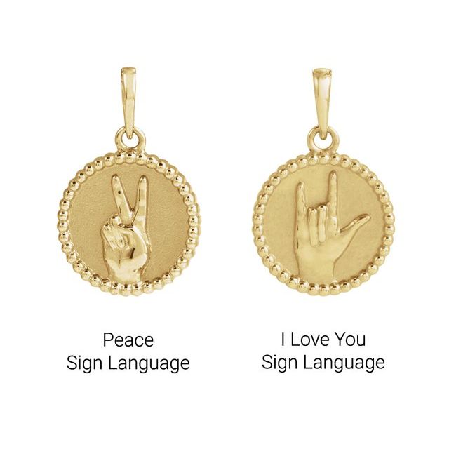 14K Yellow I Love You Sign Language Pendant