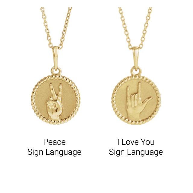 Sterling Silver I Love You Sign Language 16-18' Necklace