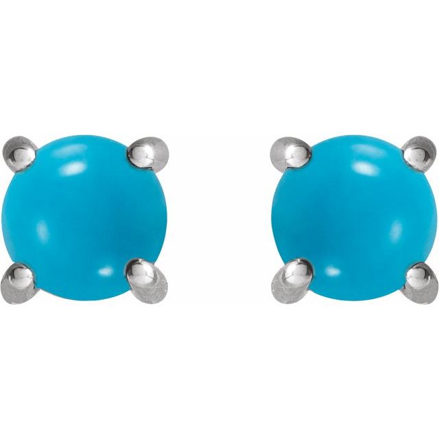 Sterling Silver 5 mm Natural Turquoise Earrings