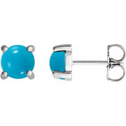 Sterling Silver 5 mm Natural Turquoise Earrings