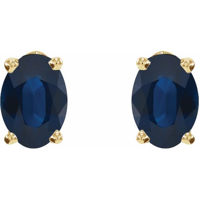 14K Yellow Lab-Grown Blue Sapphire Earrings