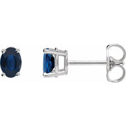14k White Natural Blue Sapphire Earrings