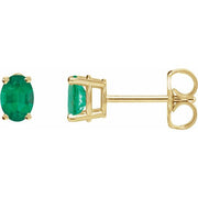 14k Yellow Lab-grown Emerald Earrings