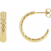 14K Yellow 20.5 mm Scale Hoop Earrings