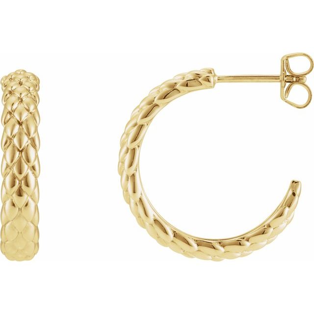 14K Yellow 20.5 mm Scale Hoop Earrings