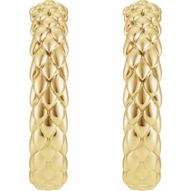 14K Yellow 20.5 mm Scale Hoop Earrings