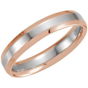14k Rose/white 4 Mm Beveled-edge Band Size 7