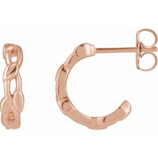 14K Rose Nature 12.9 mm Hoop Earrings