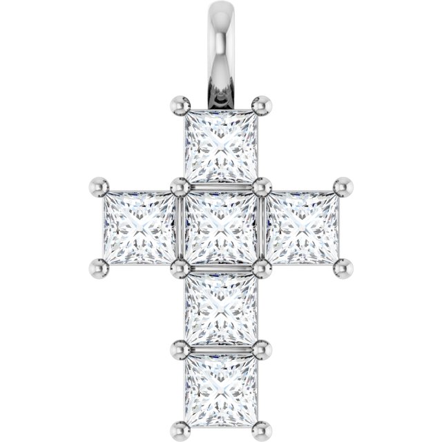 14K White 1 1/2 CTW Lab-Grown Diamond Pendant