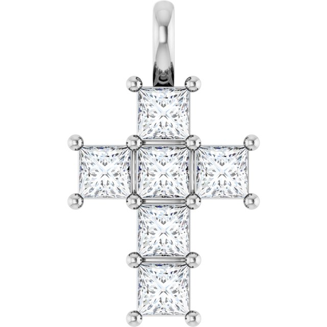 14K White 1 CTW Lab-Grown Diamond Pendant