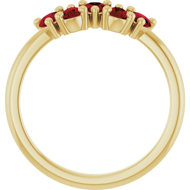 14K Yellow Natural Mozambique Garnet Five-Stone Ring