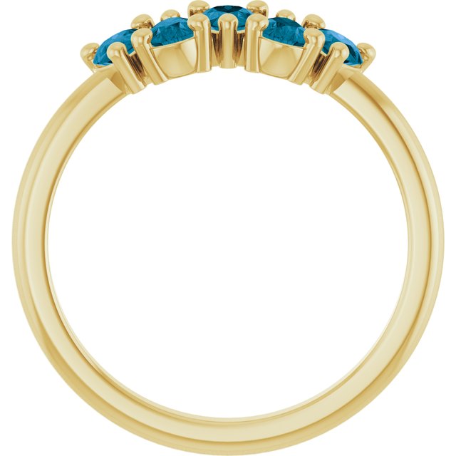 14K Yellow Natural London Blue Topaz Five-Stone Ring