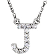 14K White 1/10 CTW Natural Diamond Initial J 16' Necklace