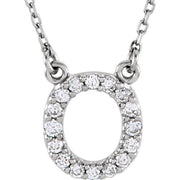 14K White 1/6 CTW Natural Diamond Initial O 16' Necklace