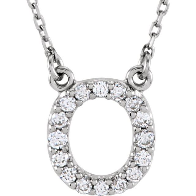 14K White 1/6 CTW Natural Diamond Initial O 16' Necklace