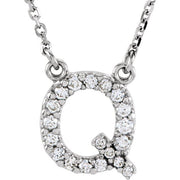 14K White 1/6 CTW Natural Diamond Initial Q 16' Necklace