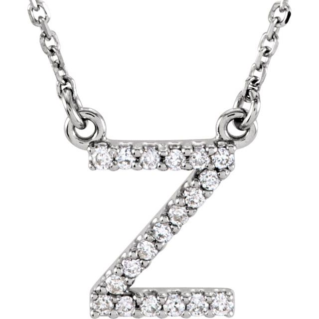 14K White .08 CTW Natural Diamond Initial Z 16' Necklace