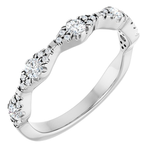 14K White 3/8 CTW Natural Diamond Anniversary Band