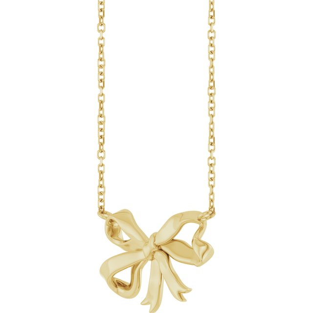 14K Yellow Freeform Bow 16' Necklace