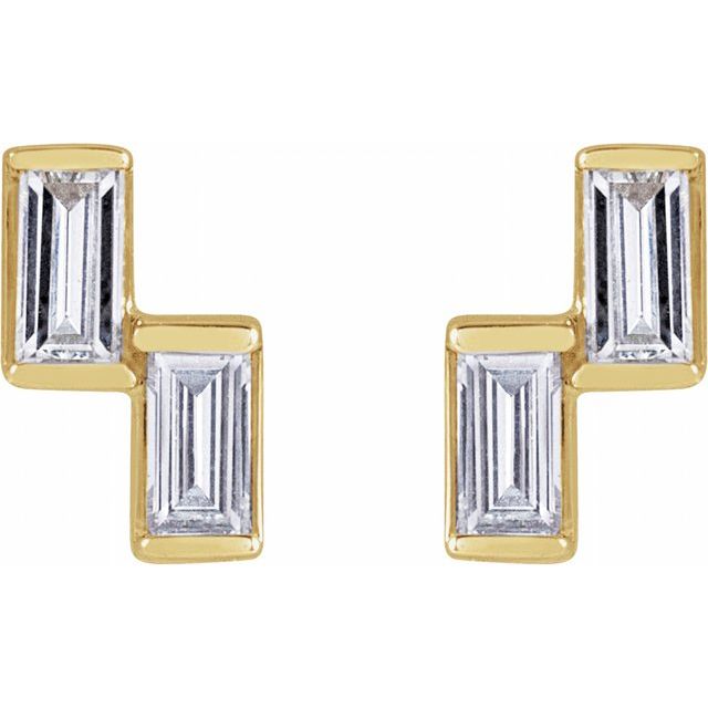 14K Yellow 1/4 CTW Natural Diamond Two-Stone Stud Earrings