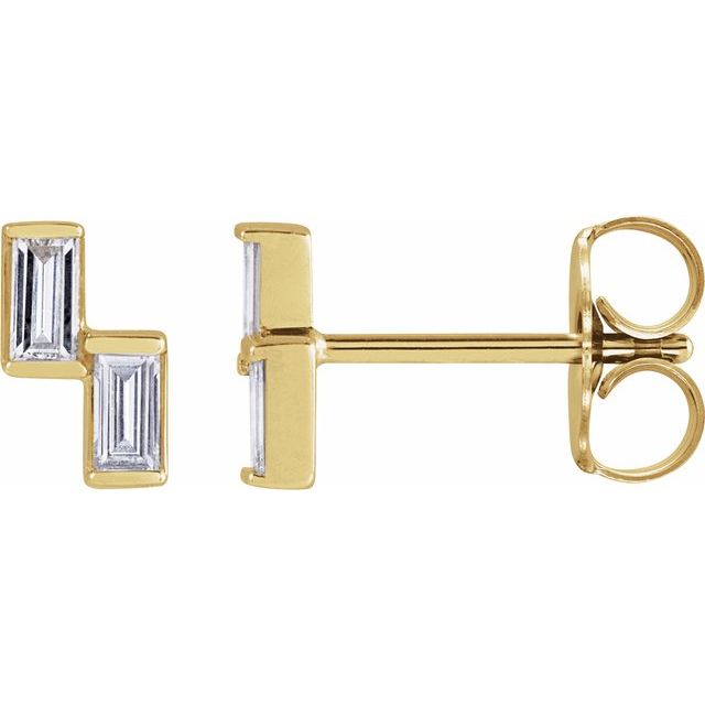 14K Yellow 1/4 CTW Natural Diamond Two-Stone Stud Earrings