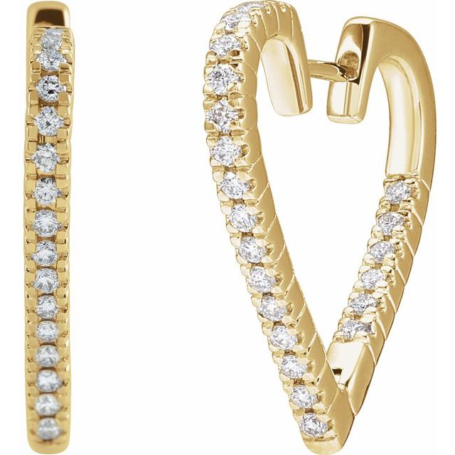 14k Yellow 5/8 Ctw Natural Diamond Heart Earrings