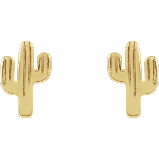 14K Yellow Cactus Earrings