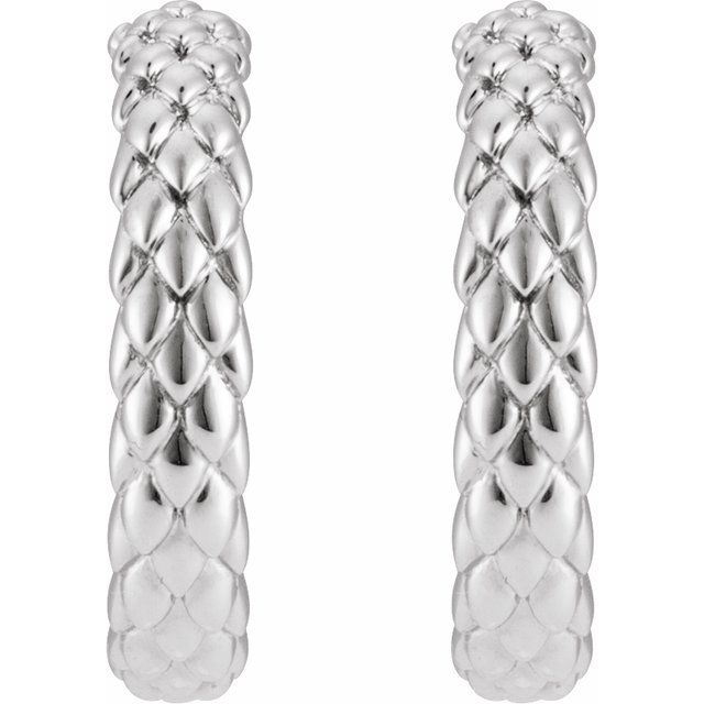 14K White 20.5 mm Scale Hoop Earrings