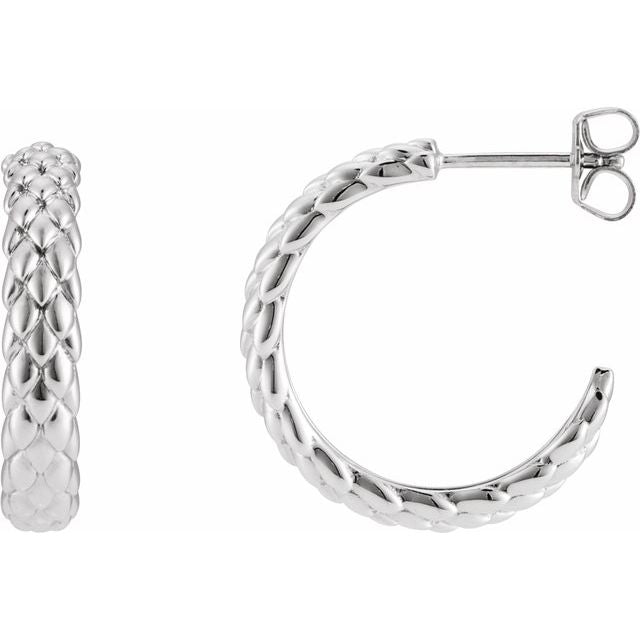 14K White 20.5 mm Scale Hoop Earrings