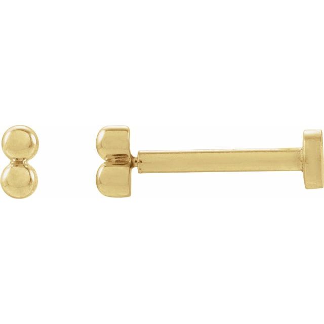 14K Yellow 2 Beads Stud Earrings