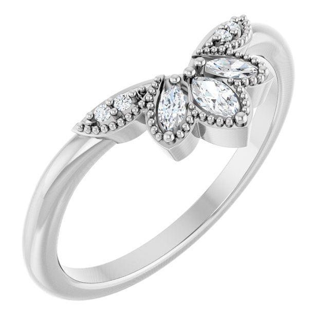 14K White 1/8 CTW Lab-Grown Diamond Contour Band