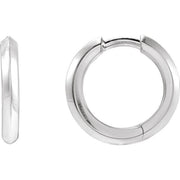 14k White Knife-edge Hinge 15 Mm Hoop Earring