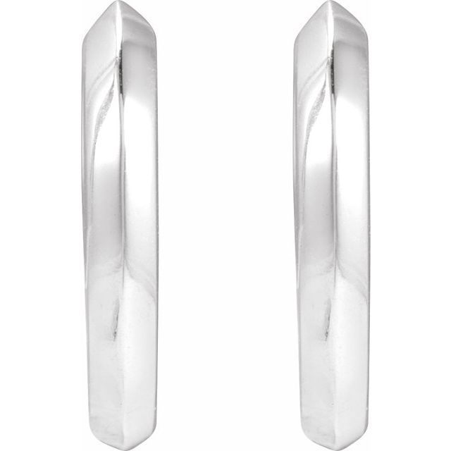 14k White Knife-edge Hinge 12.5 Mm Hoop Earrings