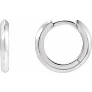 14k White Knife-edge Hinge 12.5 Mm Hoop Earrings
