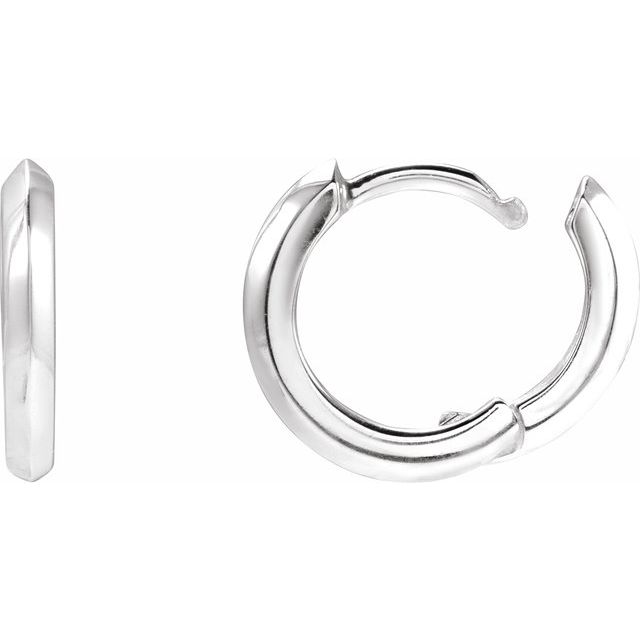 14k White Knife-edge Hinge 12.5 Mm Hoop Earring