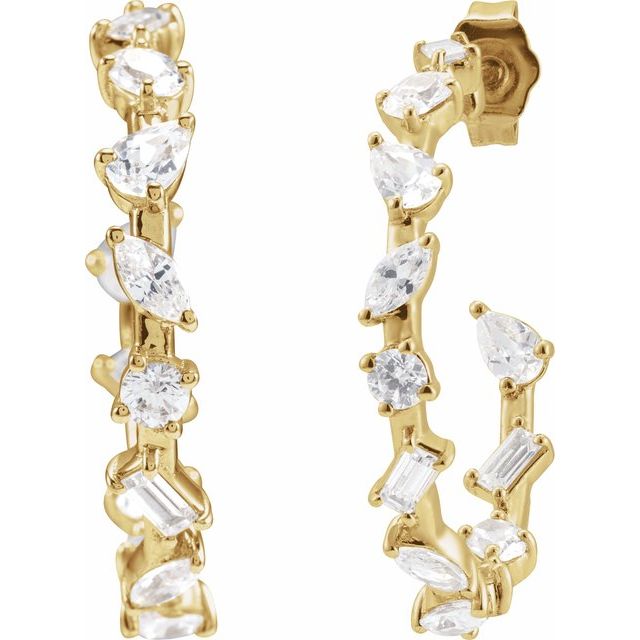 14K Yellow 2 CTW Lab-Grown Diamond 25.4 mm Hoop Earrings
