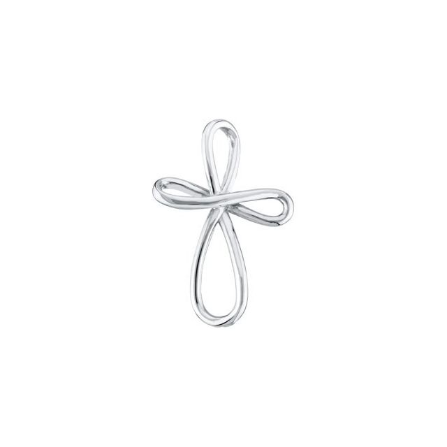 14K White Infinity-Inspired Cross Pendant