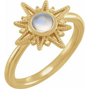 14K Yellow Natural Rainbow Moonstone & .03 CTW Natural Diamond Star Ring