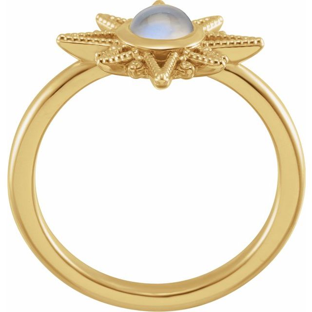 14K Yellow Natural Rainbow Moonstone & .03 CTW Natural Diamond Star Ring