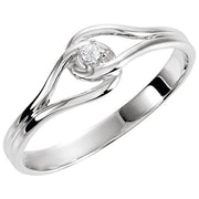 14k White .02 Ct Natural Diamond Ring