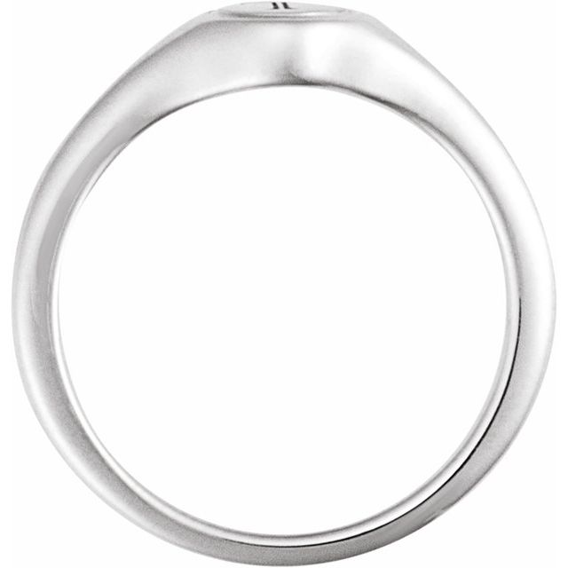 14K White Engravable Round Signet Ring