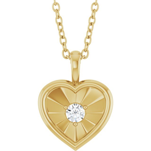14k Yellow 1/10 Ct Natural Diamond Heart Pendant