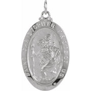 14K White 25x18 mm Oval St. Christopher Medal