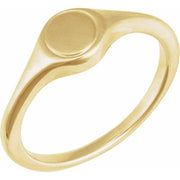 14K Yellow Engravable Round Signet Ring