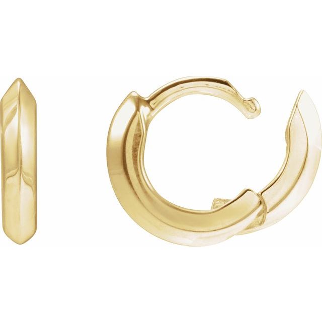 14K Yellow Knife-Edge Hinge 10 mm Hoop Earring