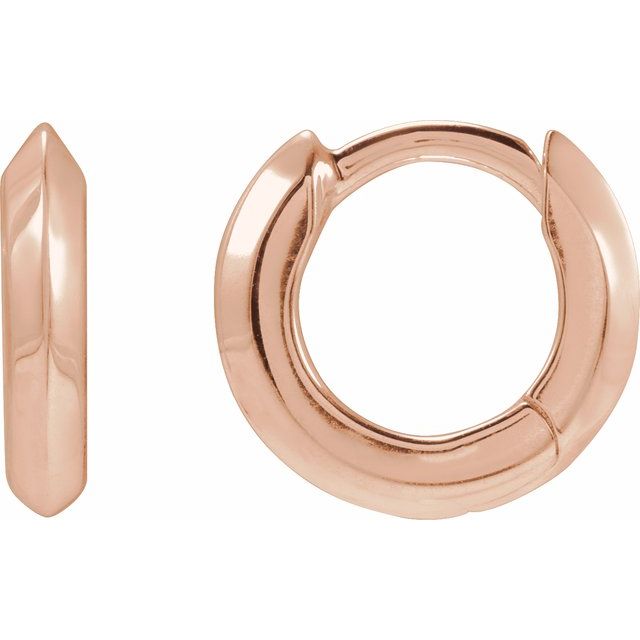 14k Rose Knife-edge Hinge 10 Mm Hoop Earrings