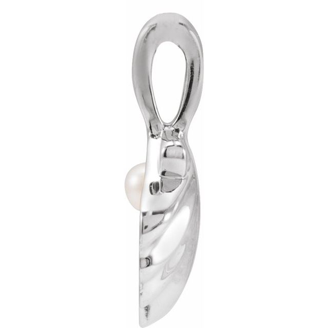 Sterling Silver 1-Stone Cultured White Seed Pearl Family Shell Pendant