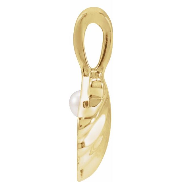 14K Yellow 1-Stone Cultured White Seed Pearl Family Shell Pendant